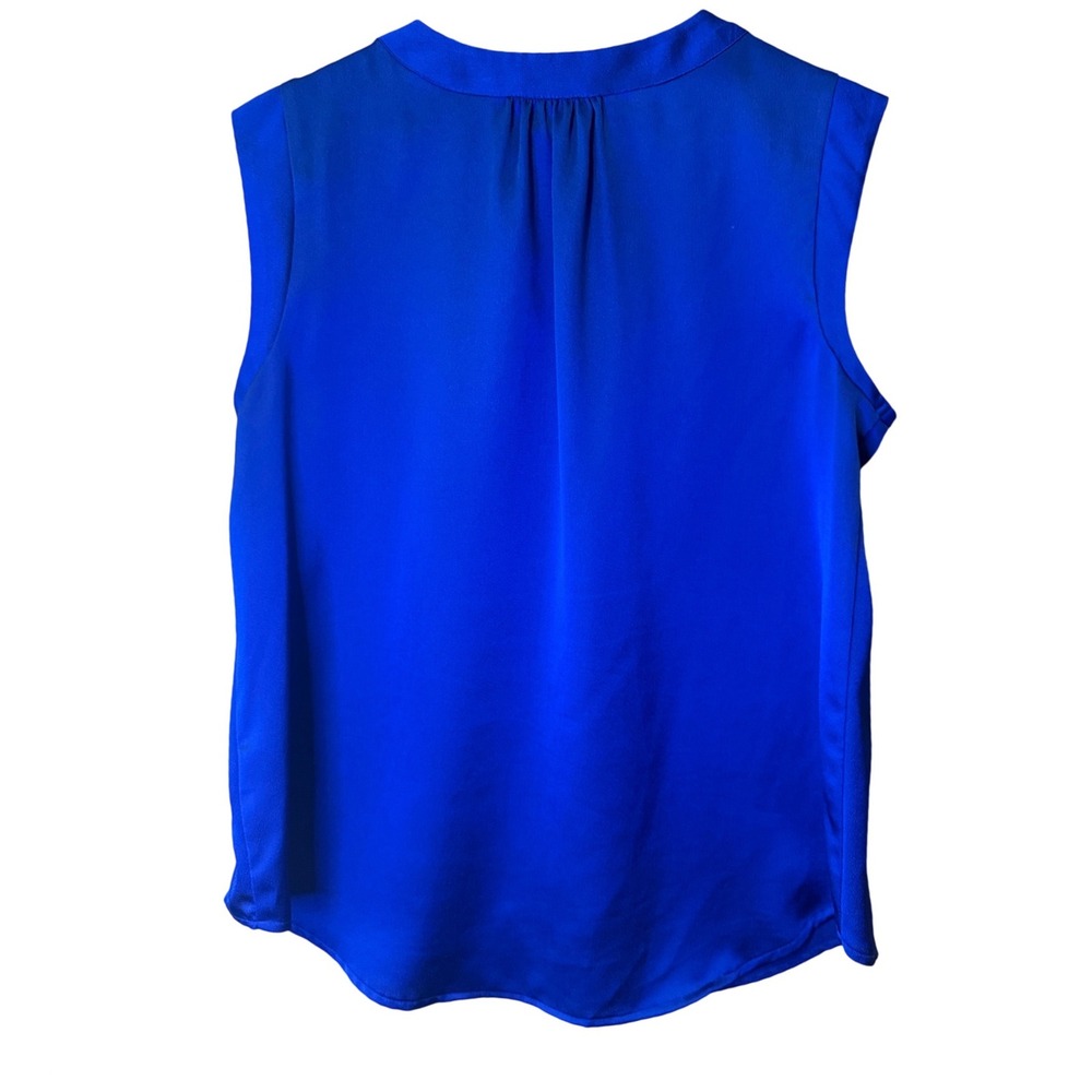 Liz Claiborne Career Womens Blue Sleeveless Pleated Blouse L - Picture 2 of 9